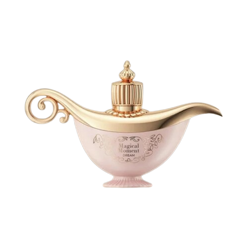 Frasco en forma de lámpara mágica del perfume Magical Moment Dream Le Chameau, fragancia floral y empolvada para mujer